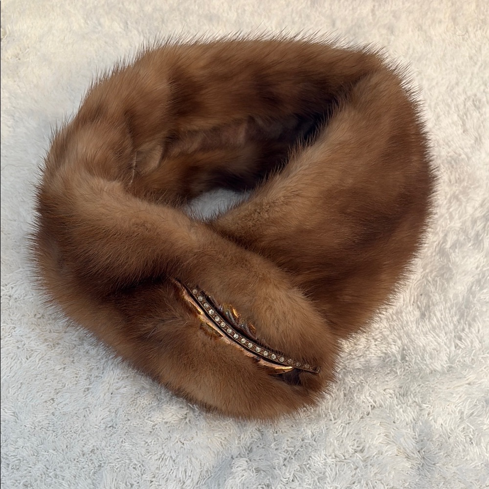 Elegant Tan & Brown Mink Fur Collar